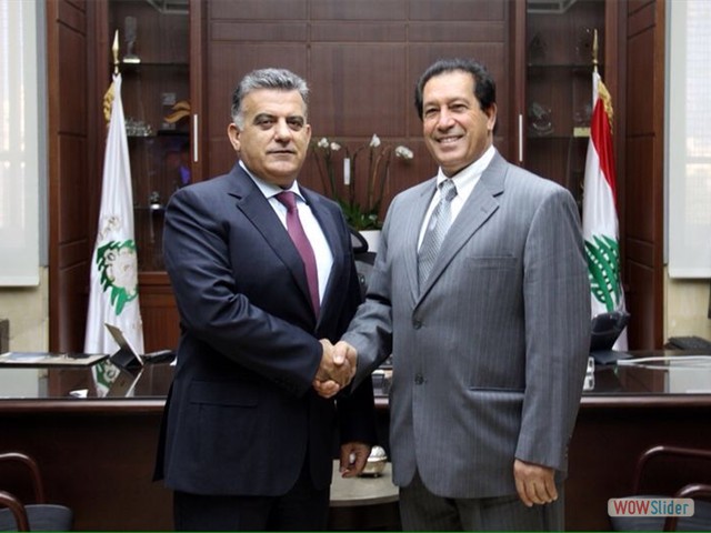 Mr Moustafa Nasser with Gen. Abbas Brahim, Director of Lebanese General Security