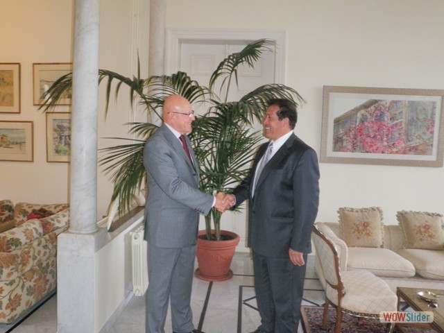 Mr Moustafa Nasser with Prime Minister Tammam Bek Salam