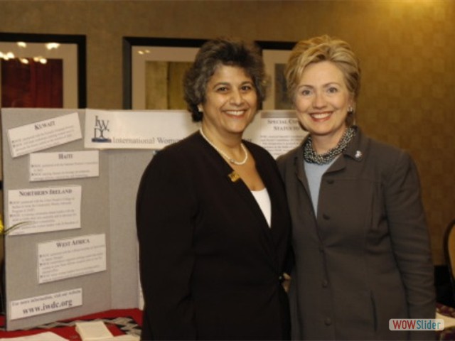 Ms Barbara Ferris with Senator Hilary Clinton