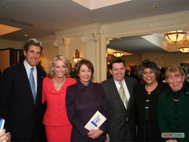 Ms Ferris with Senator John Kerry,House Speaker Nancy Pelosi, Congresswoman Carolyn McCarthy